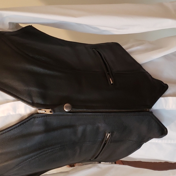Black Women's Leather Vest - Picture 2 of 10